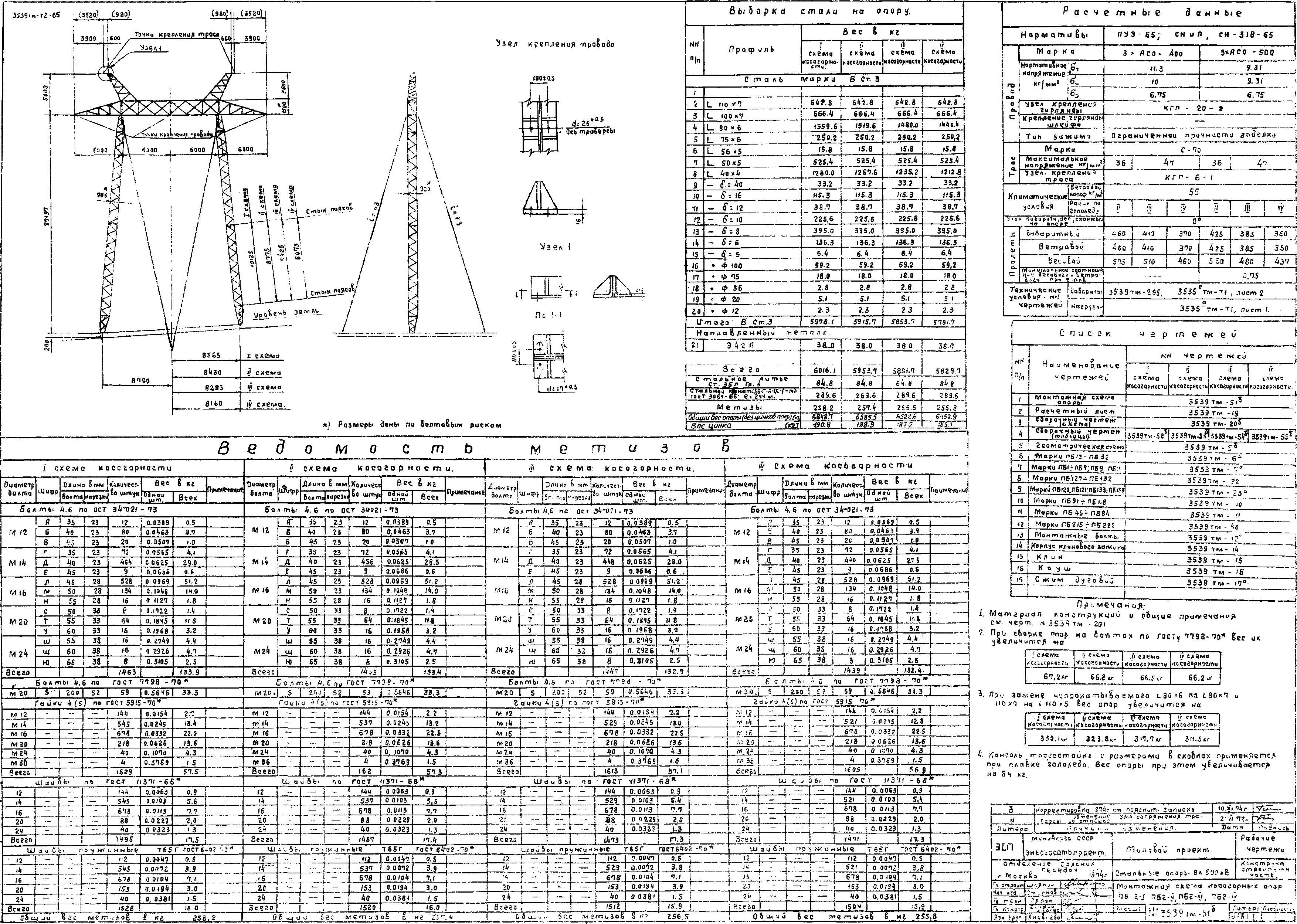 Промежуточная косогорная опора ПБ2-III, типовой проект 3.407-106 (3539тм-т2) С245 горячее оцинкование