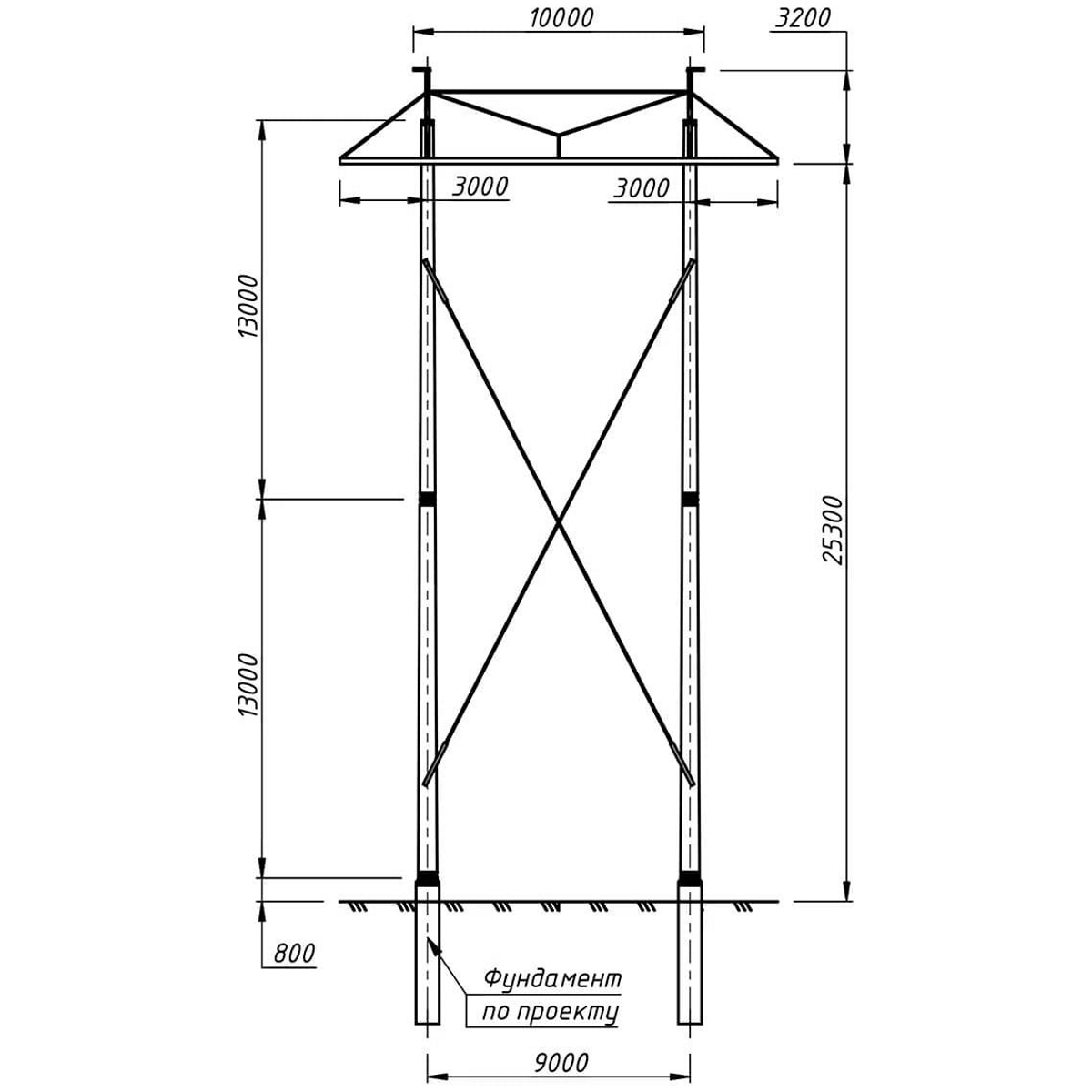Промежуточная железобетонная опора 2СПБ220-1В, чертеж 19.004