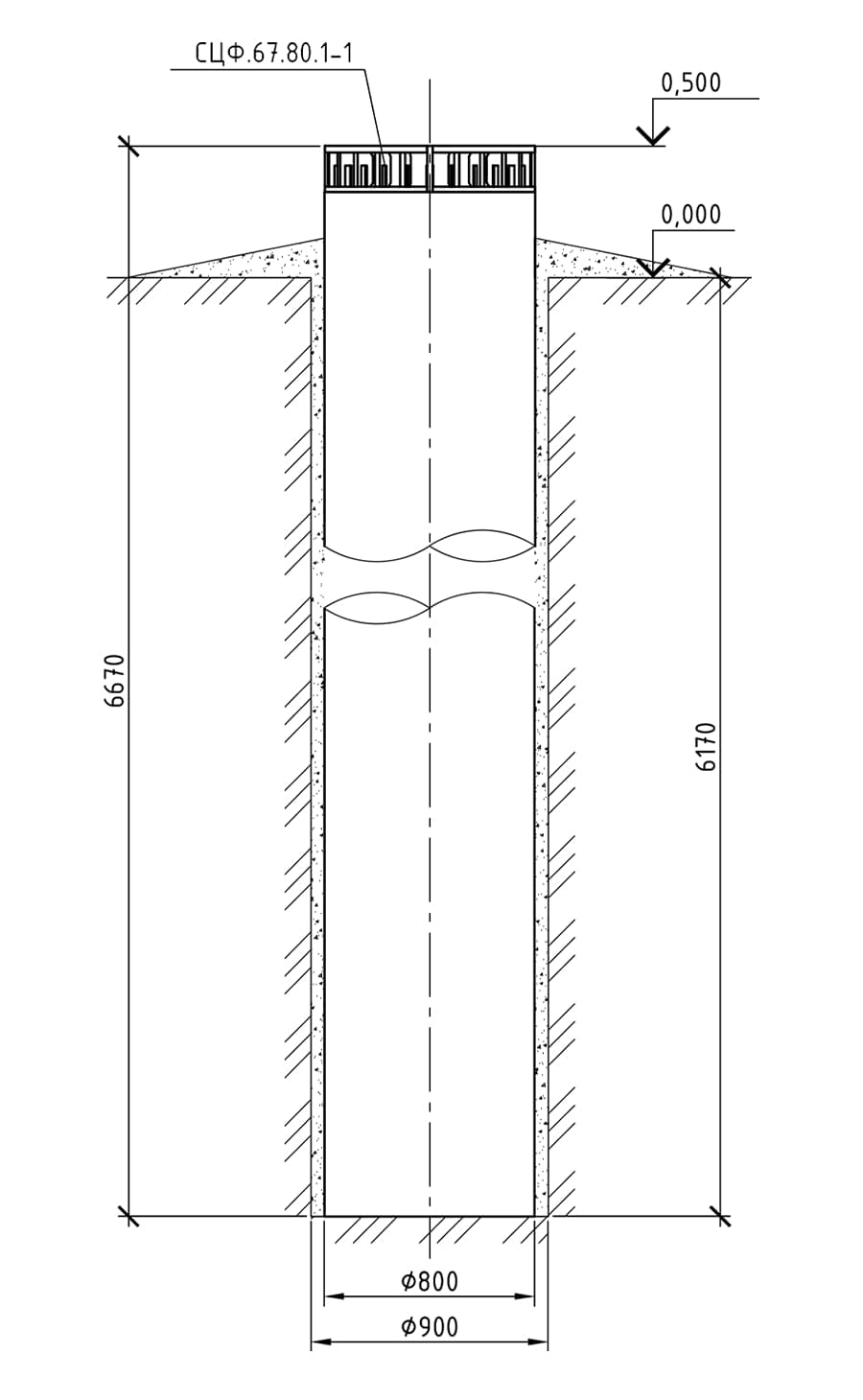 Фундамент СЦФ.67.80.1-1 для секционированной опоры, проект 16.006