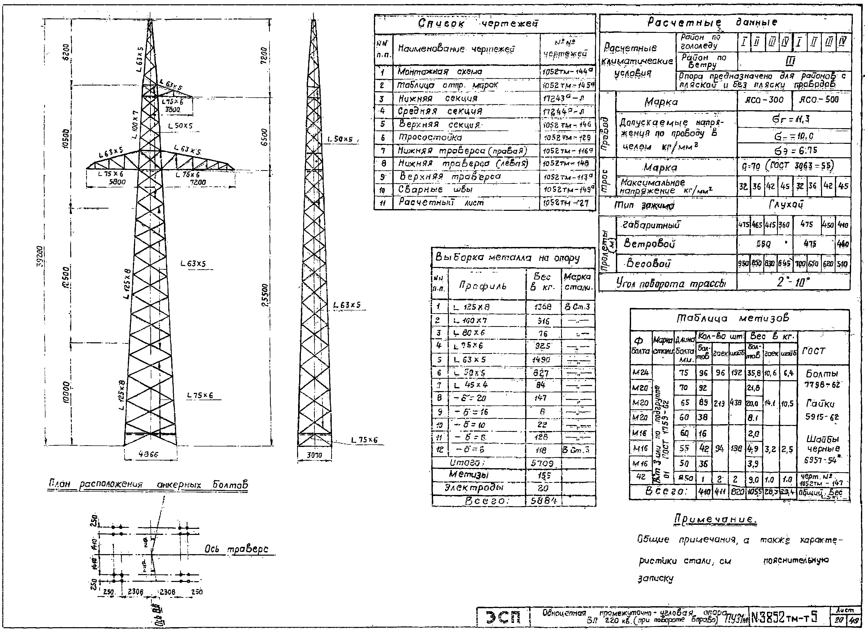 Промежуточно-угловая опора ПУ31М, типовой проект 3852тм-т5 С245 лакокрасочное покрытие