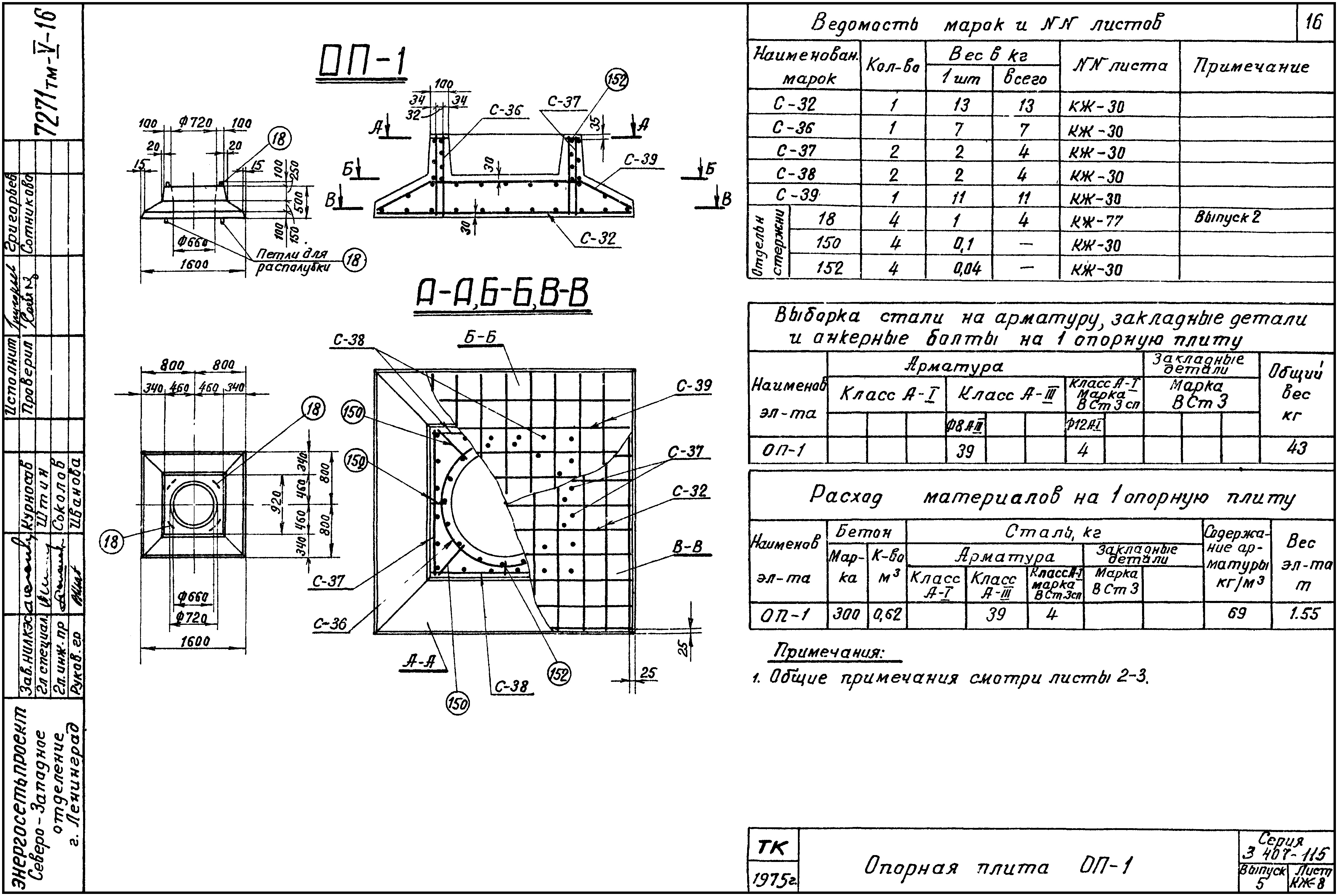 Опорная плита ОП-1, серия 3.407-115