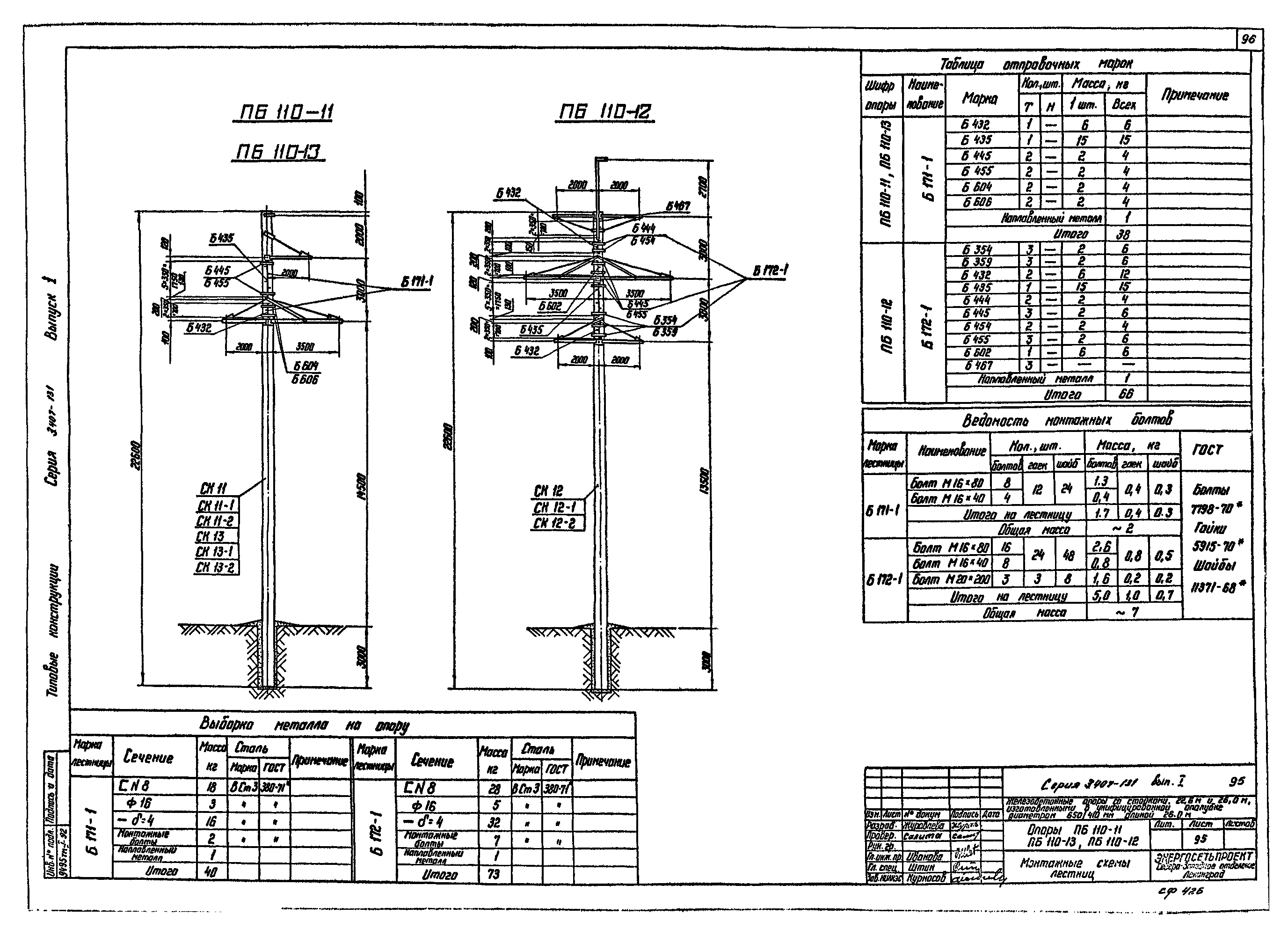 Лестница Б171-1, типовой проект 3.407-131.1 С245 горячее оцинкование