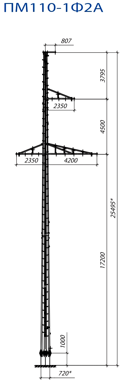 Промежуточная опора ПМ110-1Ф2А С345 горячее цинкование