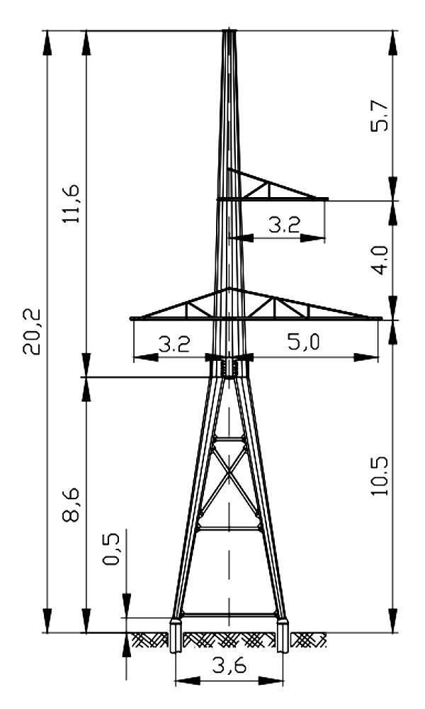 Анкерная опора АМ110-5Ф4, типовой проект 3.407.2-182.09 С345 горячее цинкование