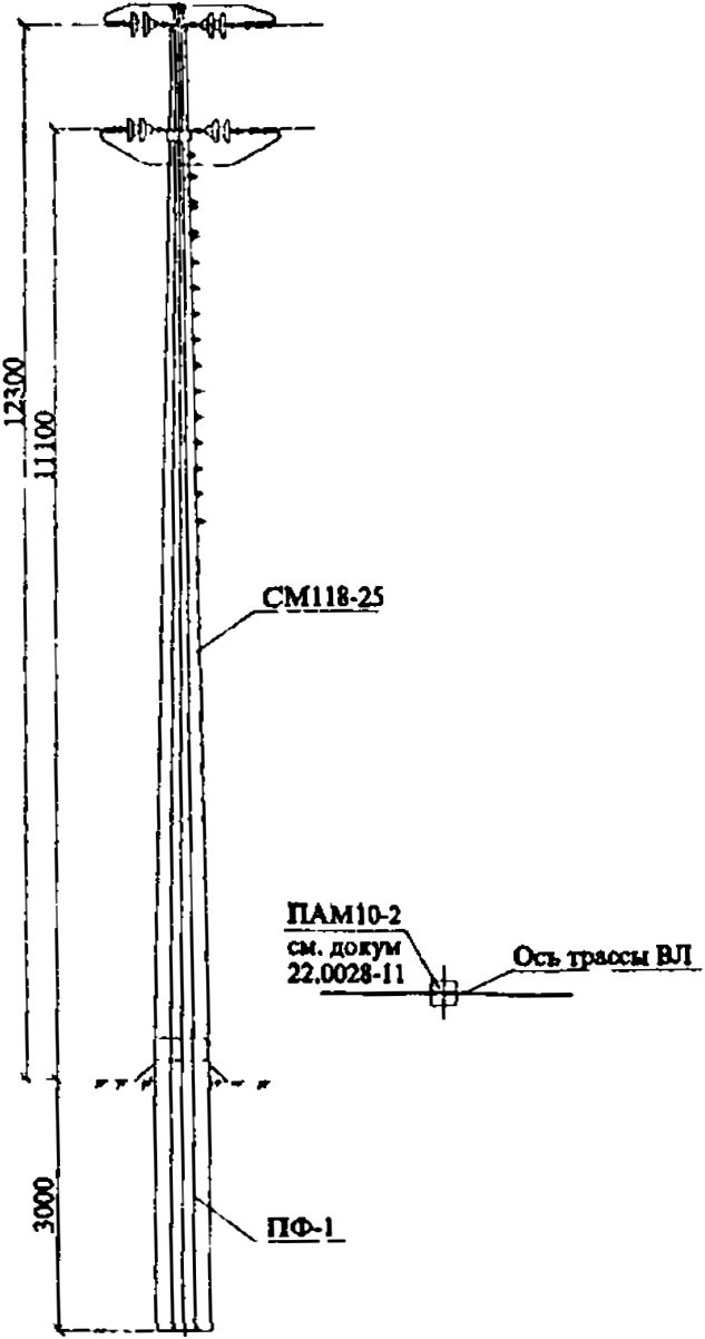 Анкерная переходная опора ПАМ10-2, типовой проект 22.0028 С345 горячее цинкование