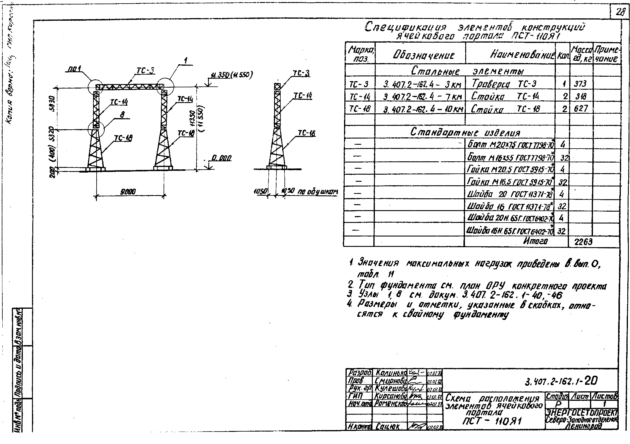 Ячейковый портал ПСТ-110Я1, типовой проект 3.407.2-162 (13074тм-т1) С245 лакокрасочное покрытие