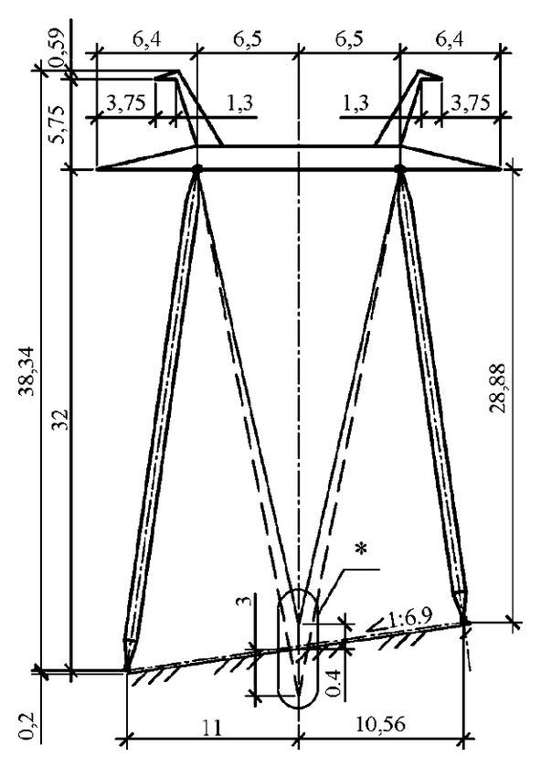 Промежуточная косогорная опора П500н-1-3.12, чертеж 7.500.01-КМ1 С345 горячее оцинкование