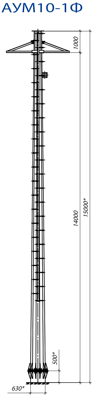 Анкерно-угловая опора АУМ10-1Ф, типовой проект КМД10.015-00 С345 горячее цинкование