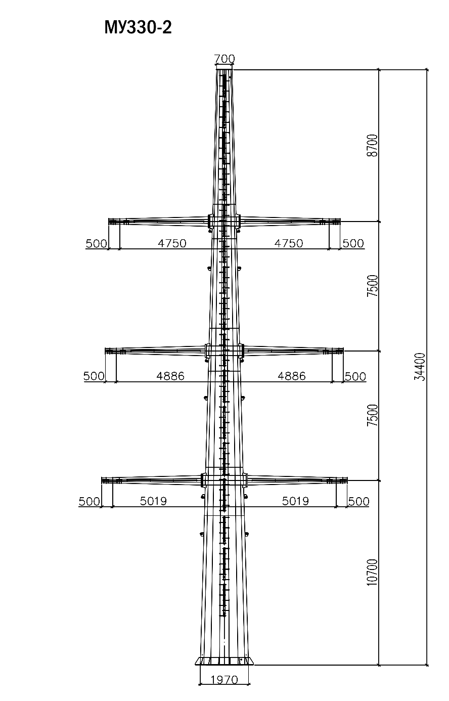 Анкерно-угловая опора МУ330-2, типовой проект 20003тм С345 горячее цинкование