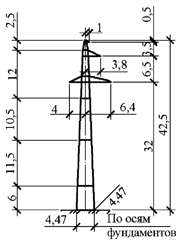Промежуточная опора П220н-1.5+6.0, чертеж 7.220.01-КМ1.01 С345 горячее оцинкование