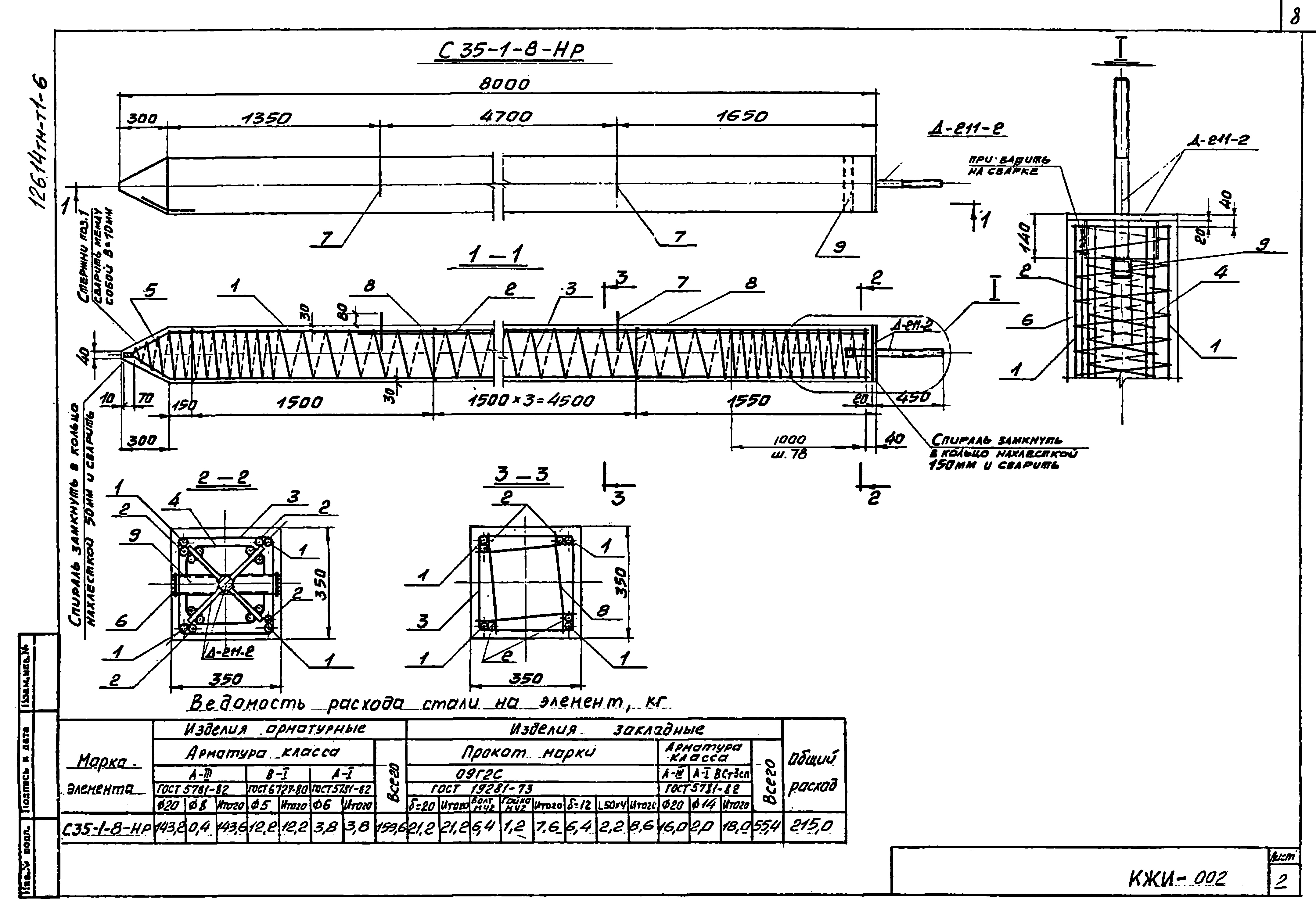 Свая фундамента С35-1-8-Нр, серия 12614тм-т1