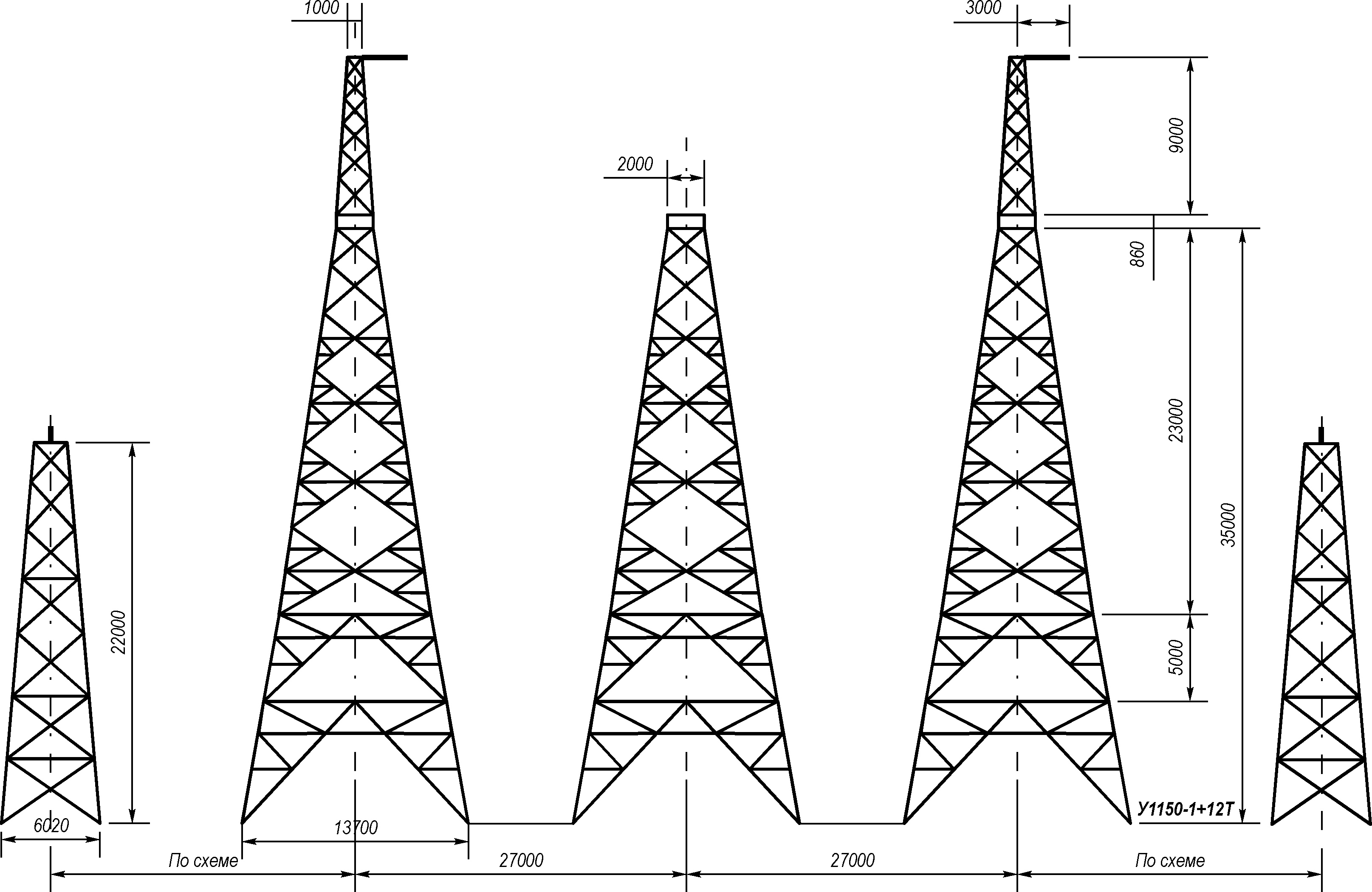 Анкерно-угловая транспозиционная опора У1150-1+12Т С245, С345 горячее оцинкование