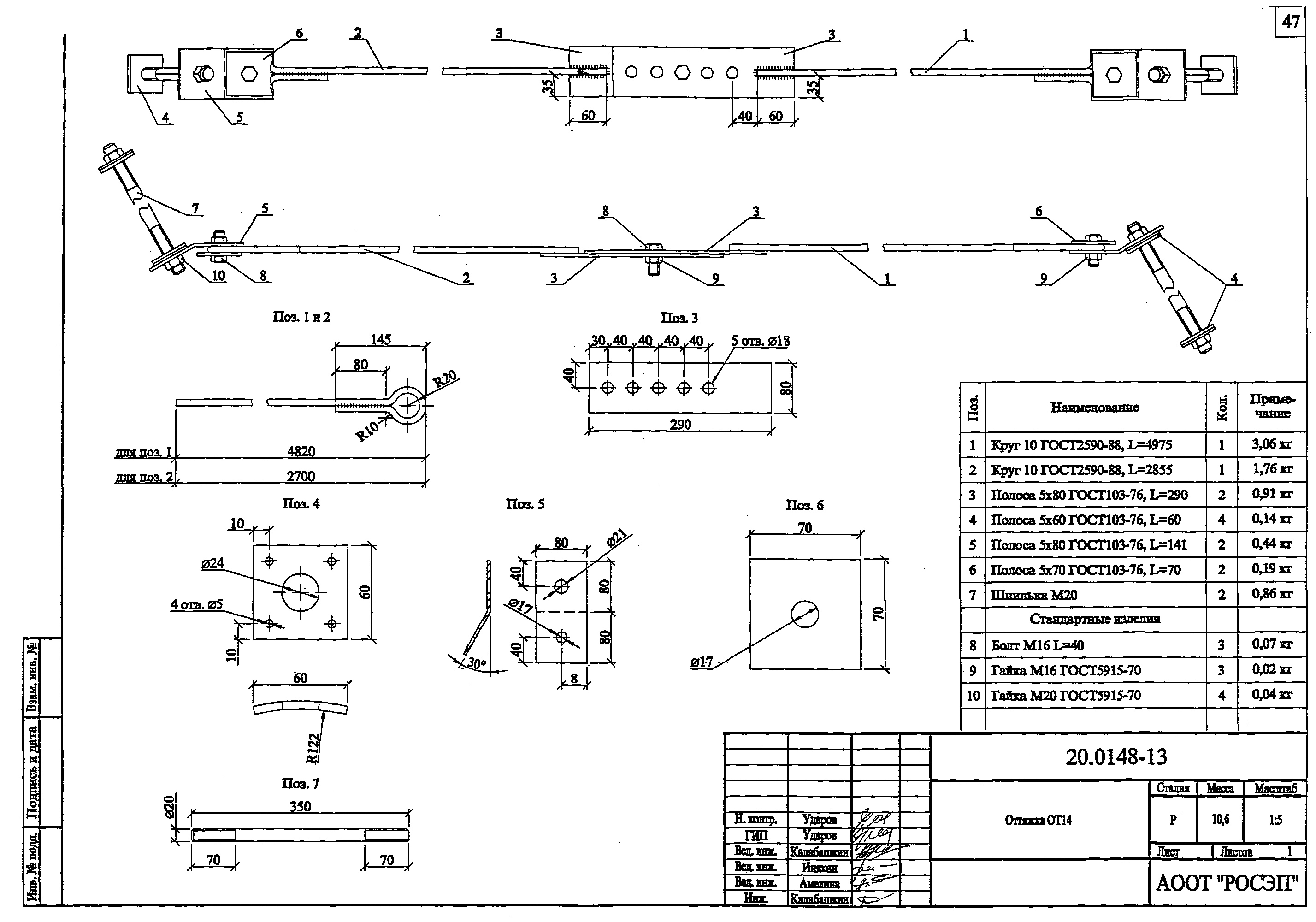 Оттяжка ОТ14, типовой проект 20.0148 С245 горячее оцинкование
