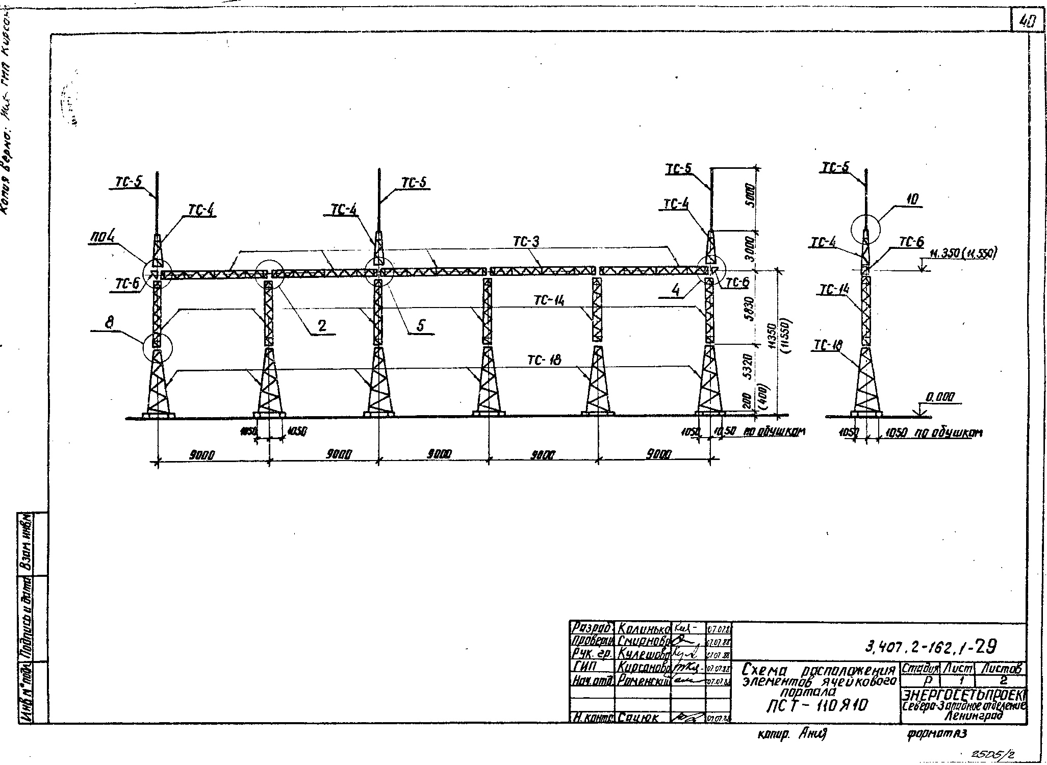 Ячейковый портал ПСТ-110Я10, типовой проект 3.407.2-162 (13074тм-т1) С245 лакокрасочное покрытие