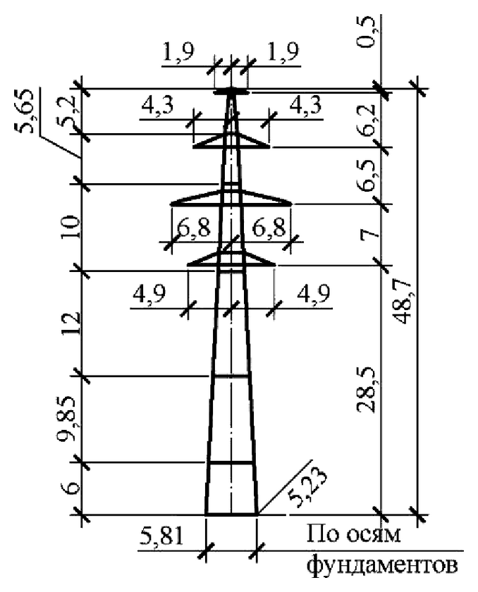 Промежуточная опора П220н-4.1т+6.0, чертеж 7.220.03-КМ4.01 С345 горячее оцинкование