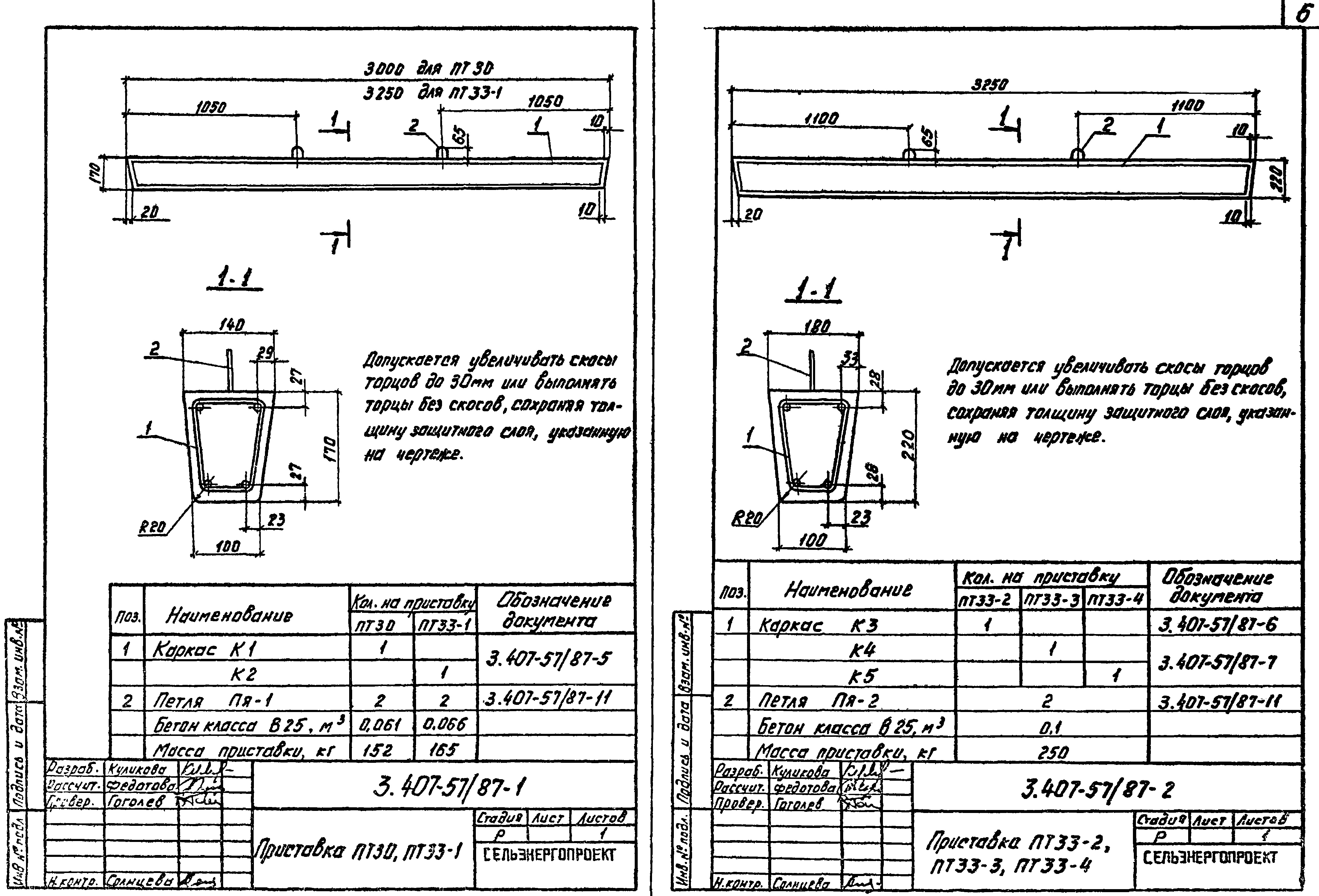 Приставка опоры ПТ33-1, серия 3.407-57/87