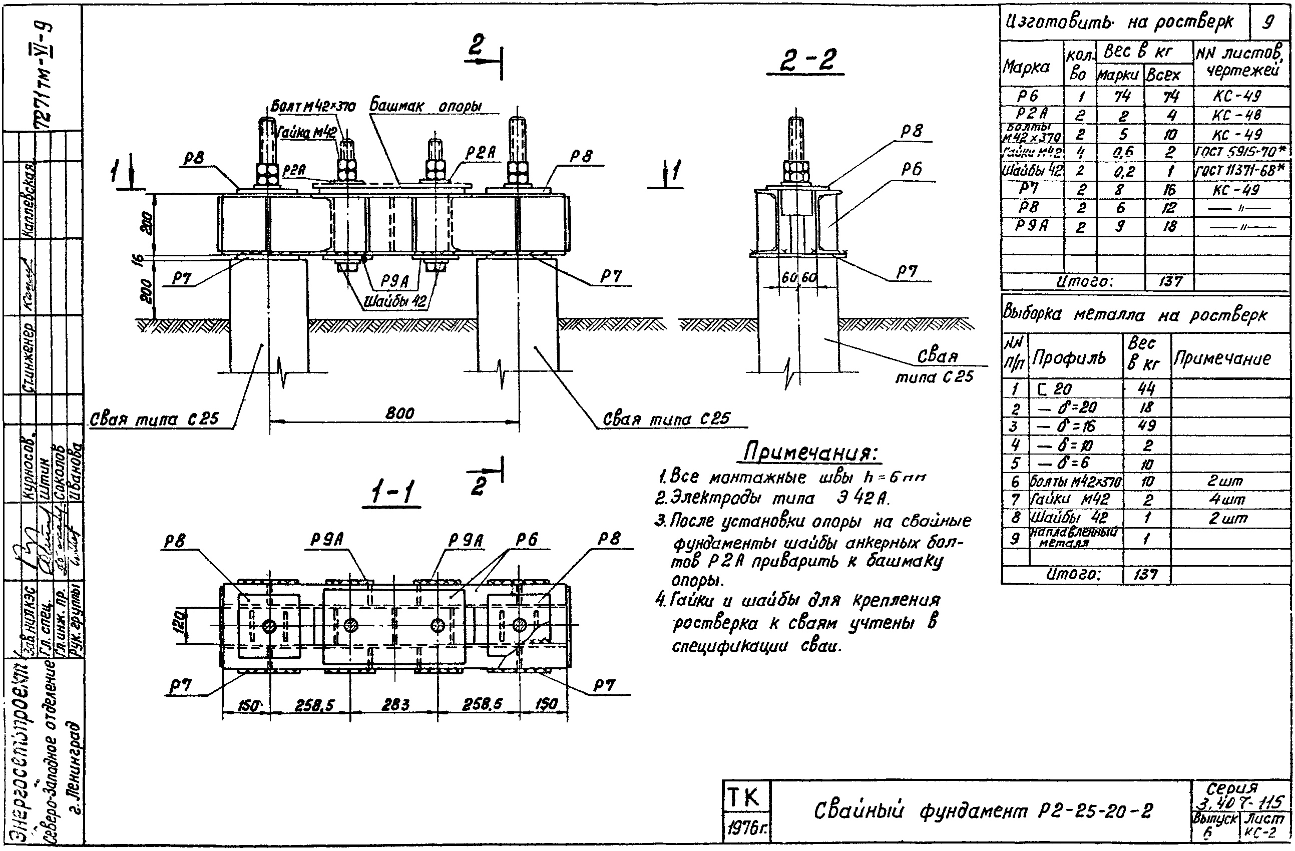 Ростверк двухсвайного фундамента Р2-25-20-2 С345 горячее оцинкование