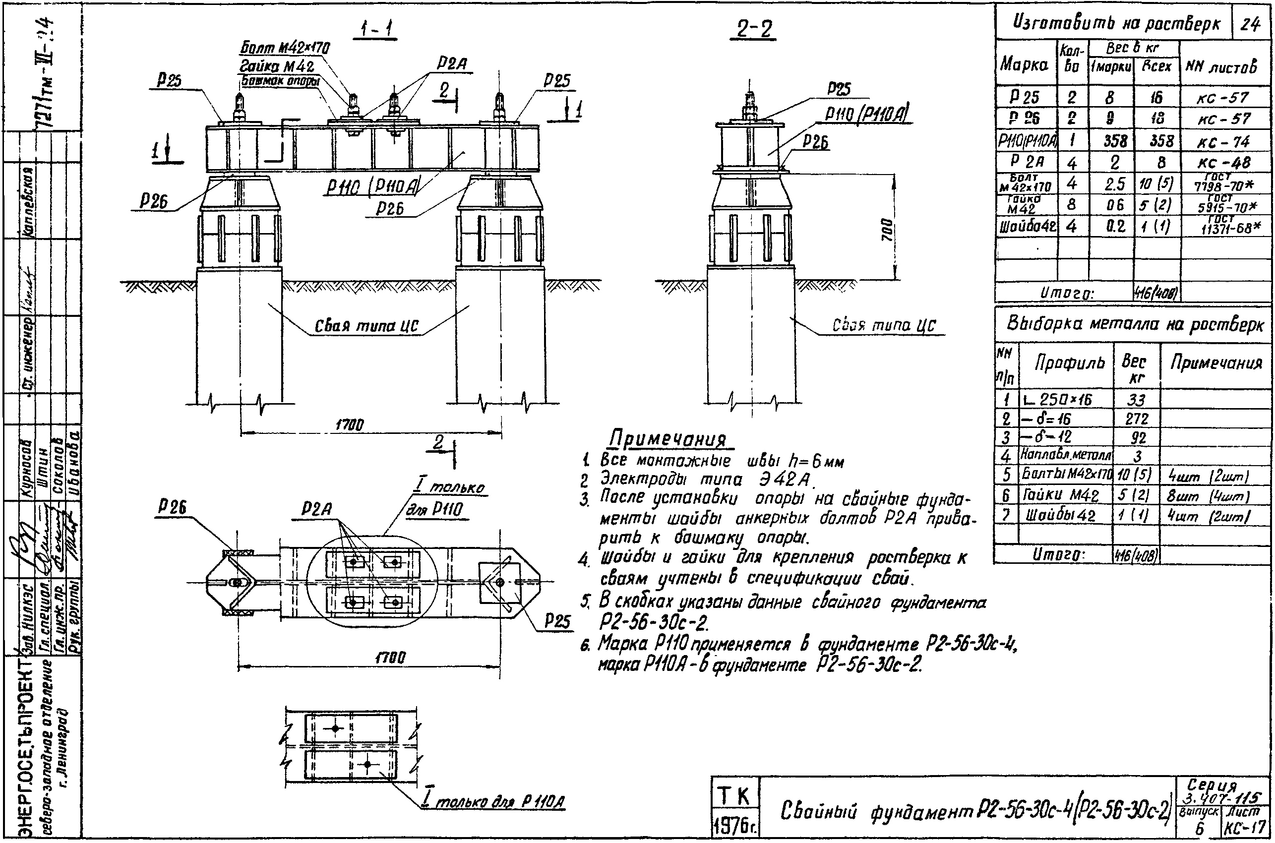 Ростверк двухсвайного фундамента Р2-56-30с-2 С345 горячее оцинкование