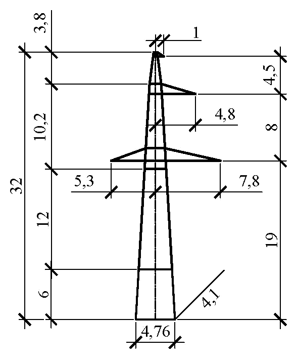 Промежуточная опора П330н-1-6.0 (IV в.р.), чертеж 7.330.01-КМ1 С345 горячее оцинкование