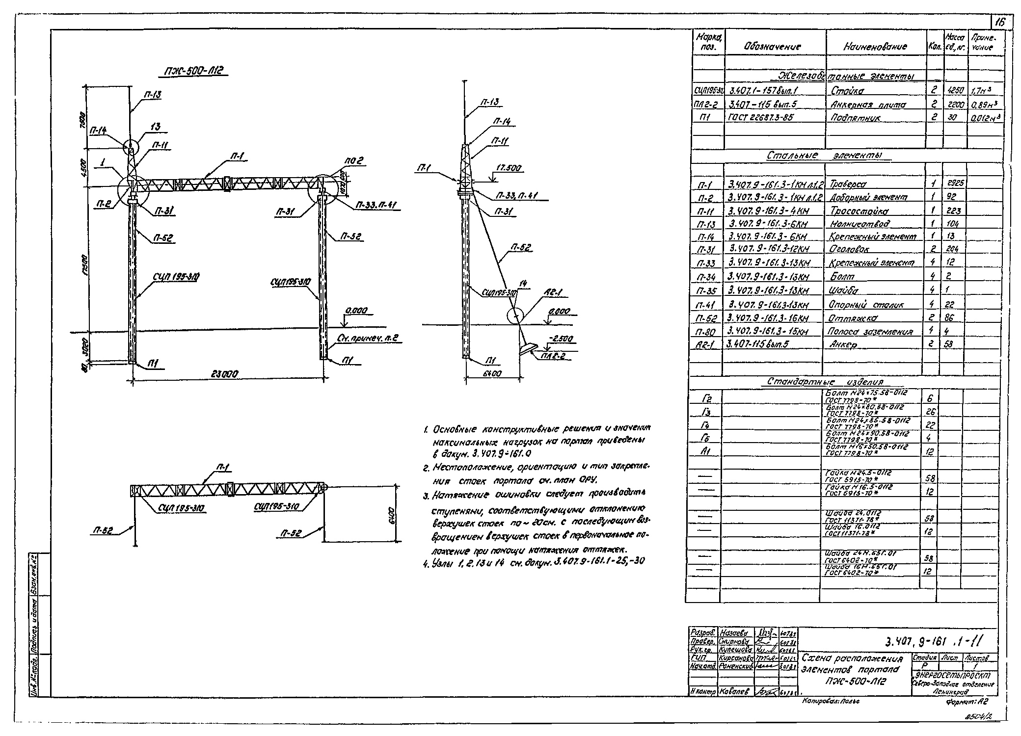 Линейный портал ПЖ-500Л12, типовой проект 3.407.9-161