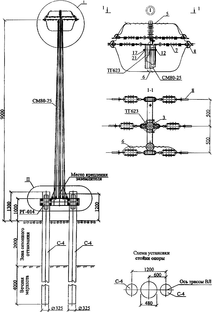 Анкерная опора Ас10-5, типовой проект 28.0006 С345 горячее цинкование