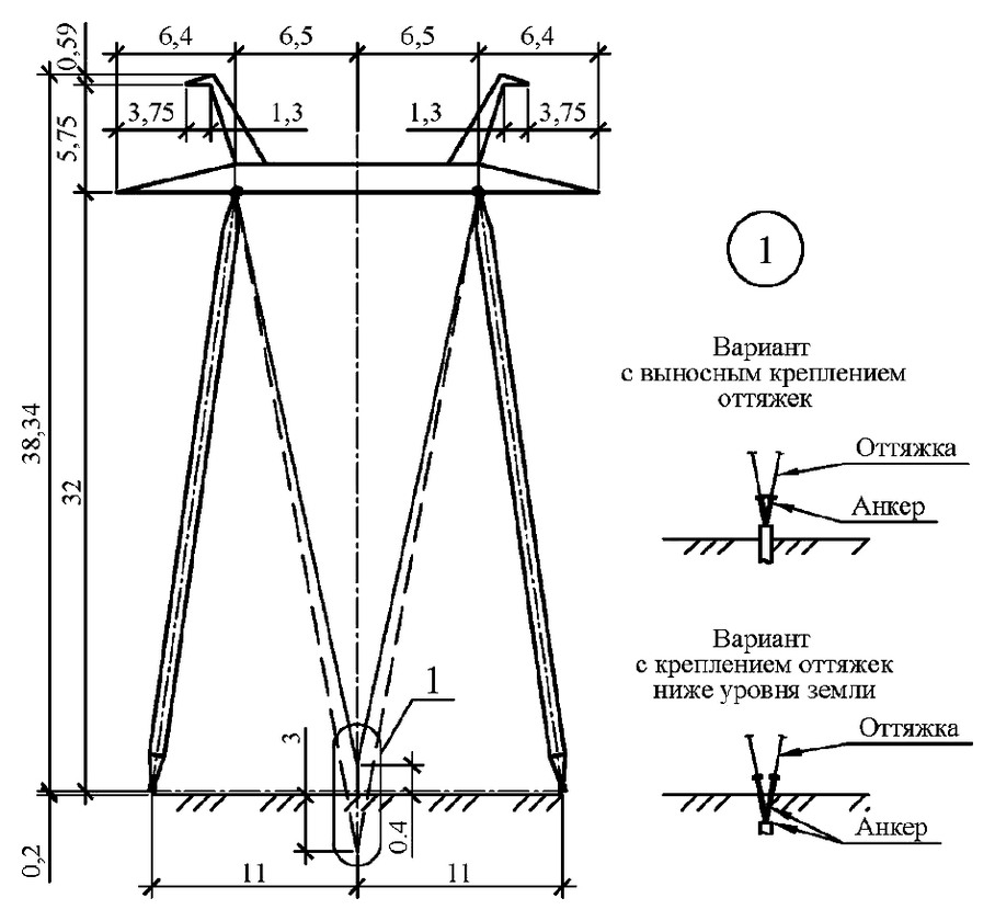 Промежуточная опора П500н-1, чертеж 7.500.01-КМ1 С345 горячее оцинкование