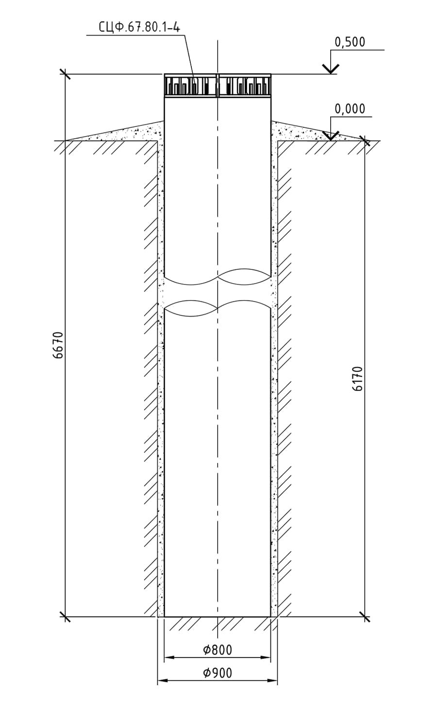 Фундамент СЦФ.67.80.1-4 для секционированной опоры, проект 19.013