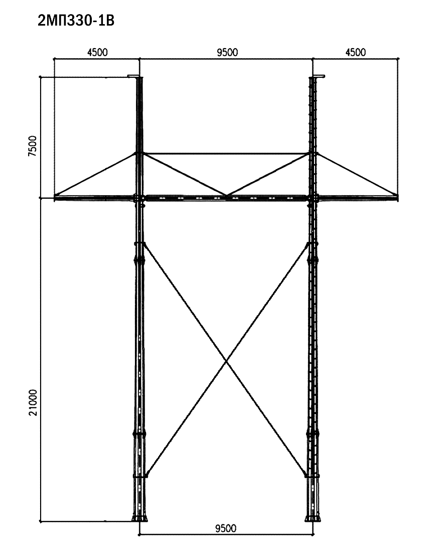 Промежуточная опора 2МП330-1В, типовой проект 20016тм С345 горячее цинкование