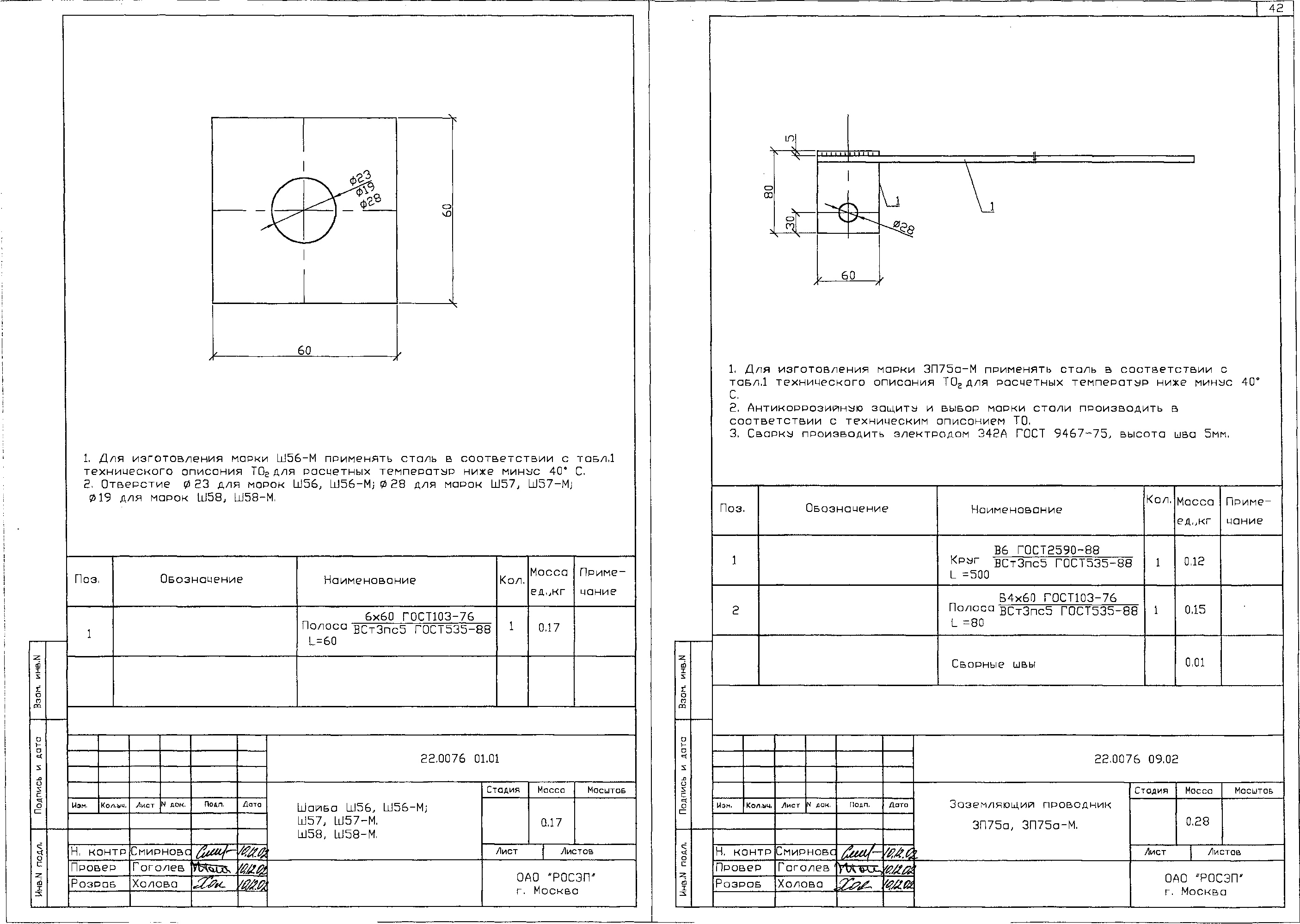 Заземляющий проводник ЗП75А-М, типовой проект 22.0076 С345 горячее оцинкование