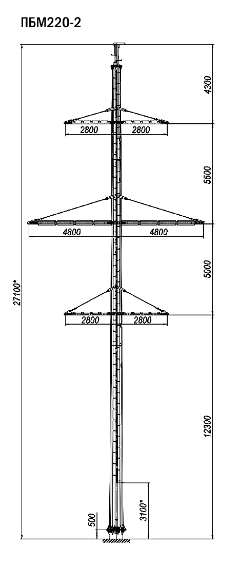 Промежуточная опора ПБМ220-2 С345 горячее цинкование