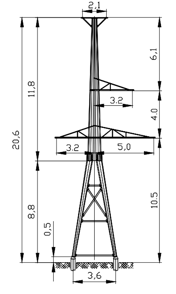 Анкерная опора АМ110-3Ф4Т, типовой проект 3.407.2-182.09 С345 горячее цинкование