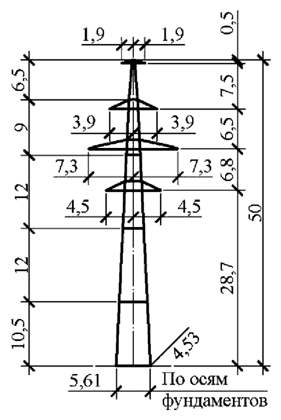 Промежуточная опора П220н-2.1т+3.2, чертеж 7.220.01-КМ2.01 С345 горячее оцинкование