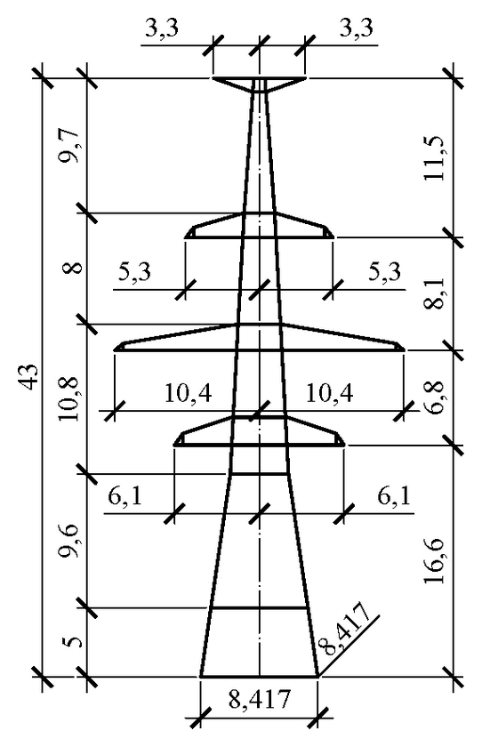 Анкерно-угловая опора У330н-2т+5, чертеж 7.330.01-КМ4 С345 горячее оцинкование