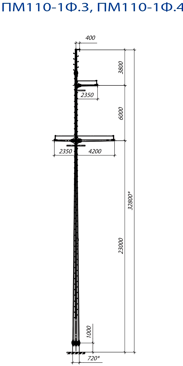 Промежуточная опора ПМ110-1Ф.3, типовой проект 22.0099.2 С345 горячее цинкование