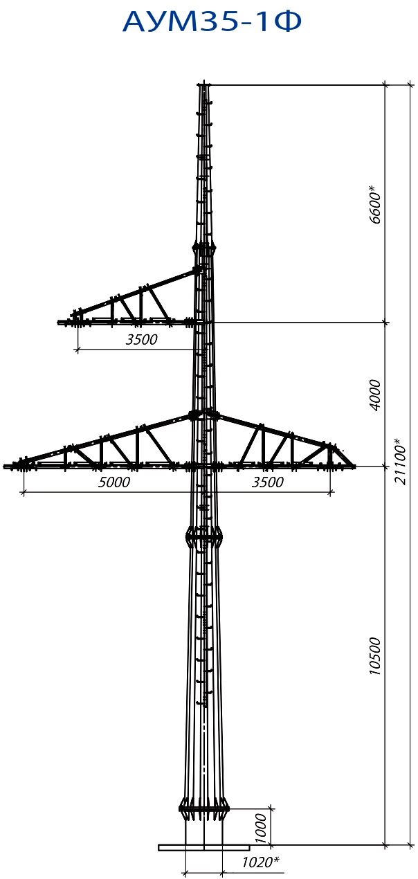 Анкерно-угловая опора АУМ35-1Ф С345 горячее цинкование
