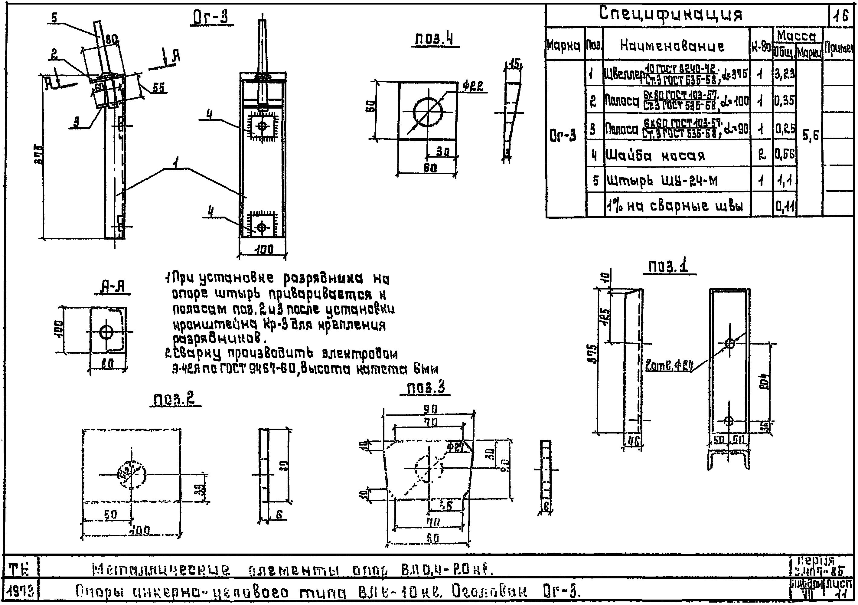Оголовок ОГ3, типовой проект 3.407-85.7 С245 горячее оцинкование