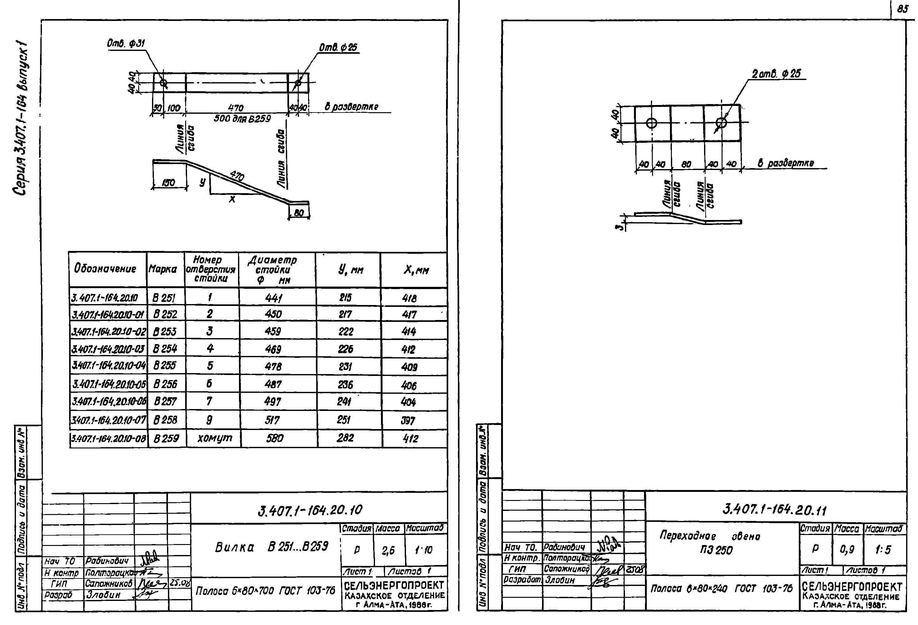 Переходное звено ПЗ250, типовой проект 3.407.1-164.1 С245 горячее оцинкование