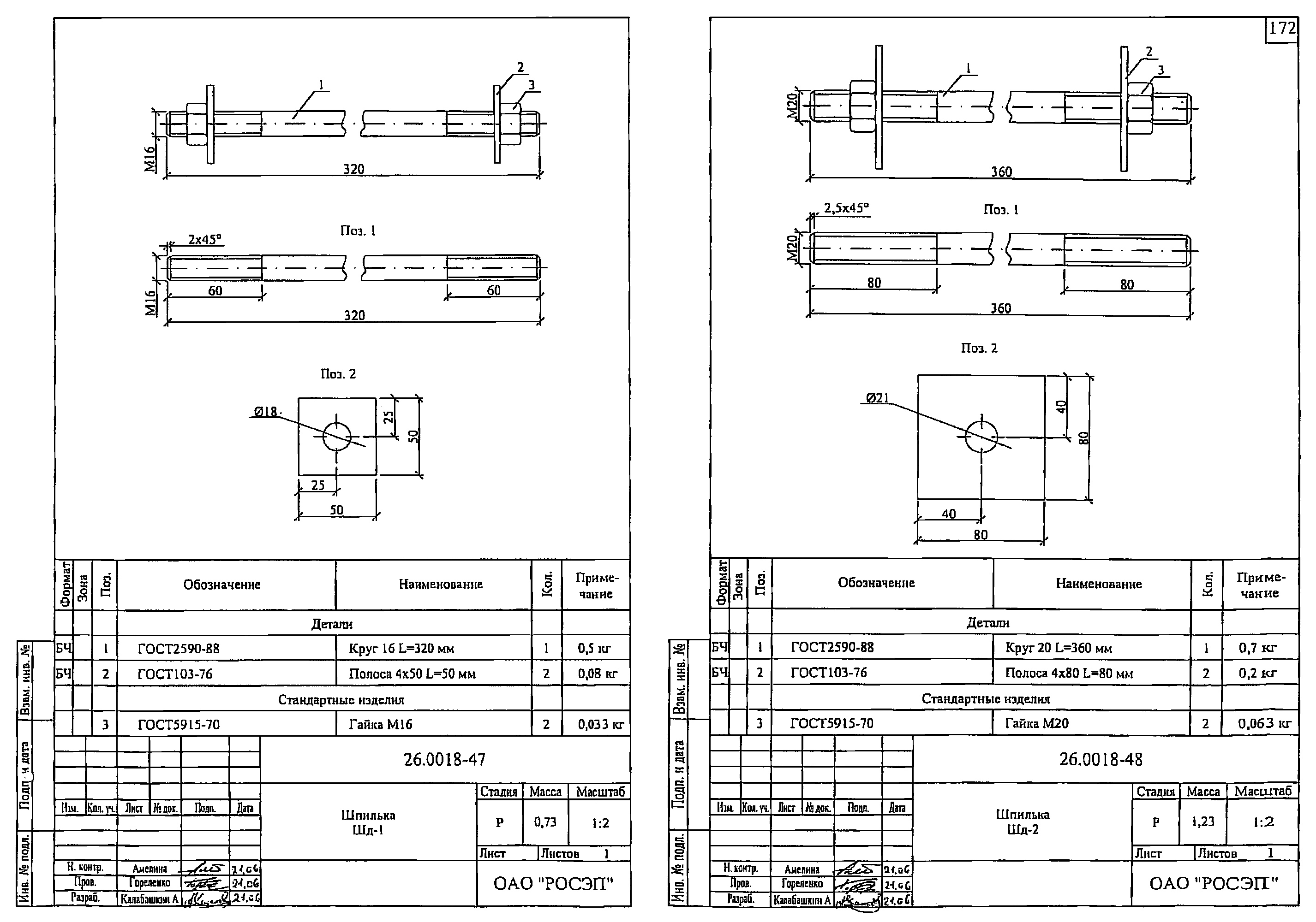 Шпилька Шд-2, типовой проект 26.0018 С245 горячее оцинкование