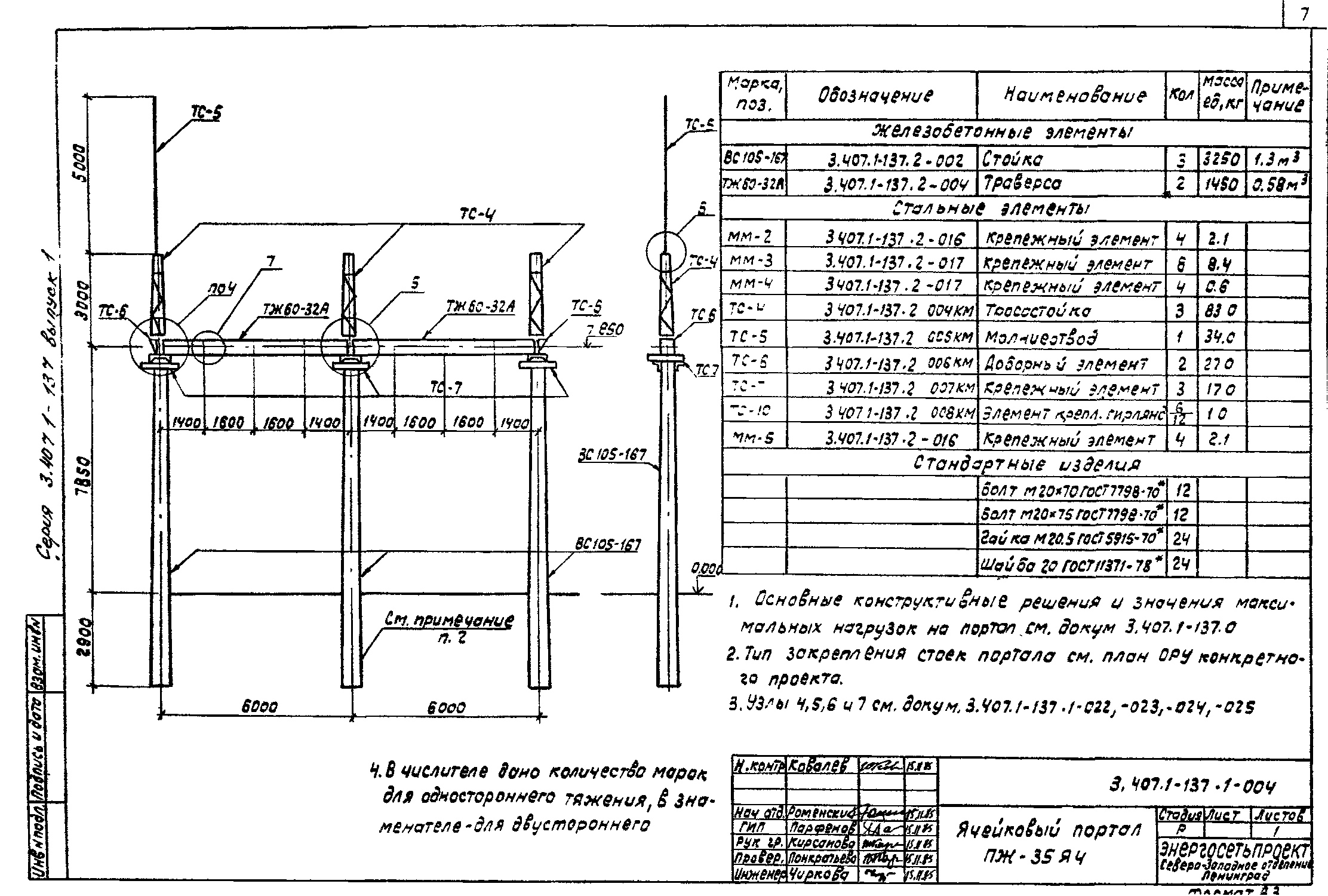 Ячейковый портал ПЖ-35Я4, типовой проект 3.407.1-137
