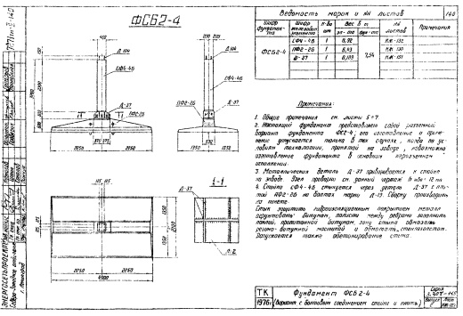 Фундамент промежуточной опоры ФСБ2-4, серия 3.407-115